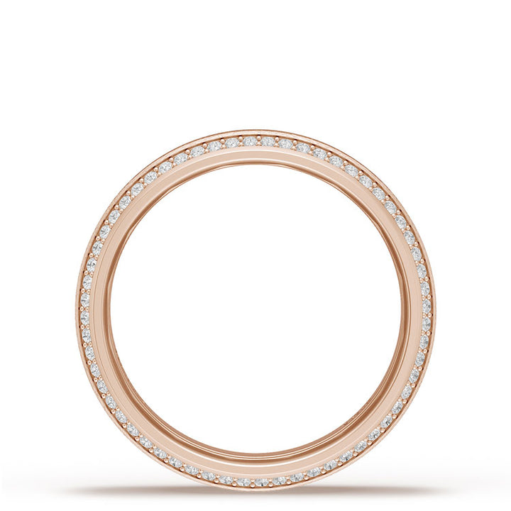 Bevel Edge Diamond Wedding Band in Brushed Finish - 7mm