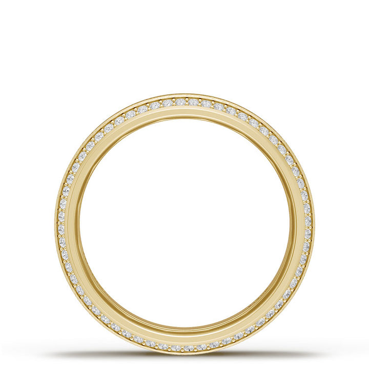 Bevel Edge Diamond Wedding Band in Brushed Finish - 7mm