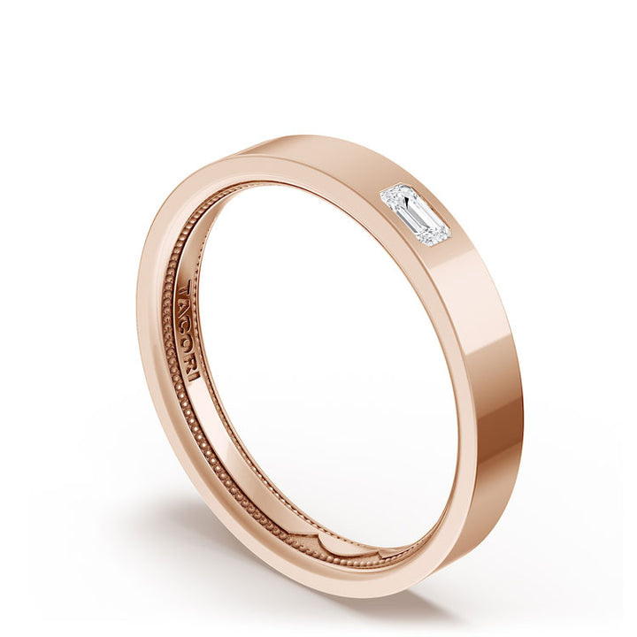 Bezel Set Diamond Wedding Band in High Polish