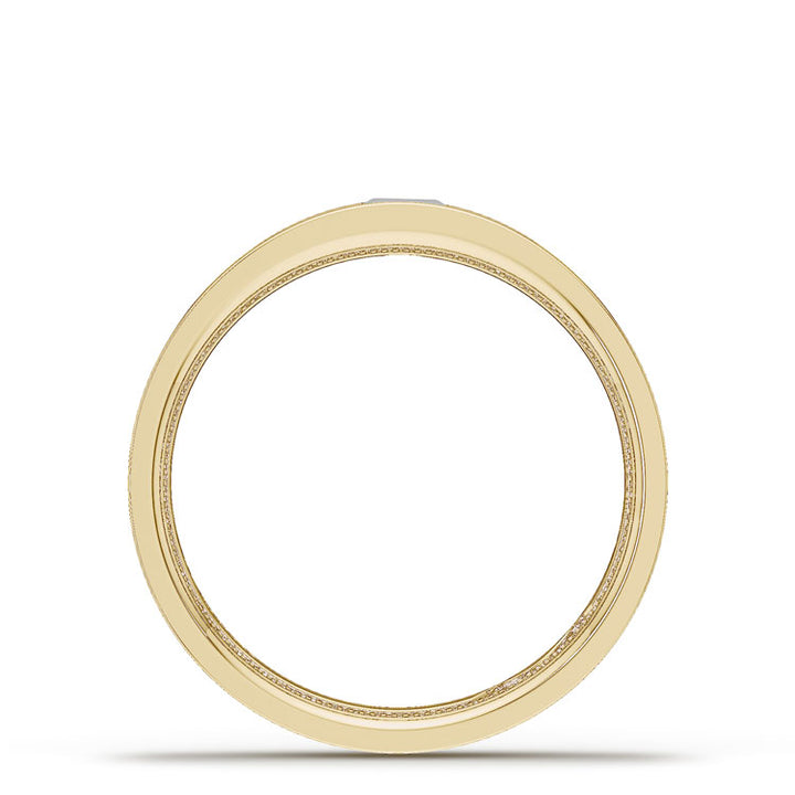 Bezel Set Diamond Wedding Band in High Polish