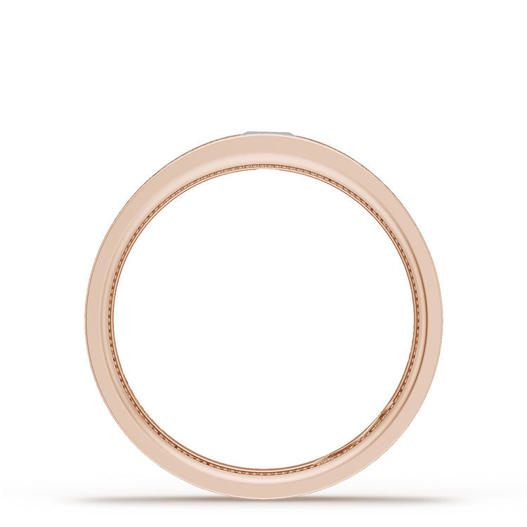 Bezel Set Diamond Wedding Band in Brushed Finish