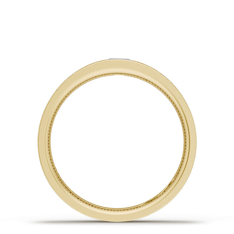 Bezel Set Diamond Wedding Band in Brushed Finish