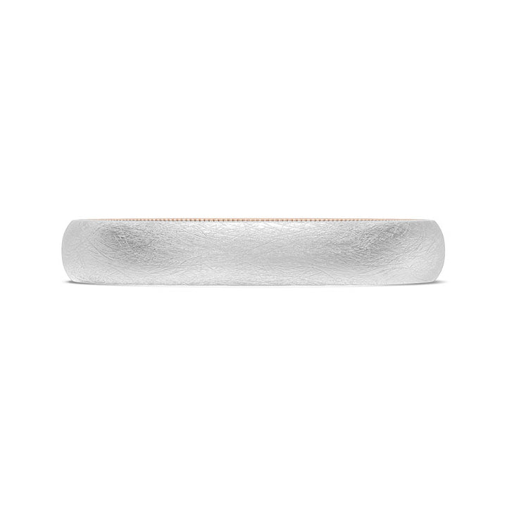 Classic Two-Tone Rounded Wedding Band in Brushed Finish