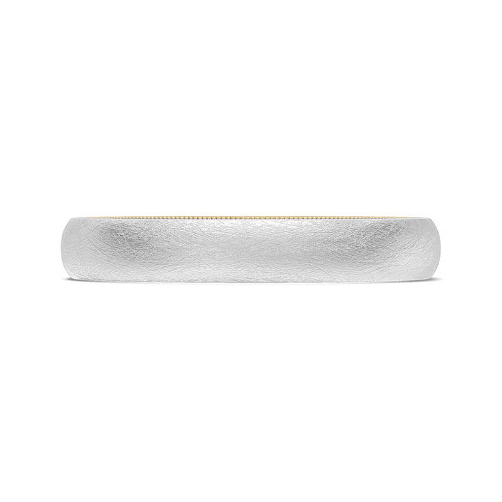 Classic Two-Tone Rounded Wedding Band in Brushed Finish