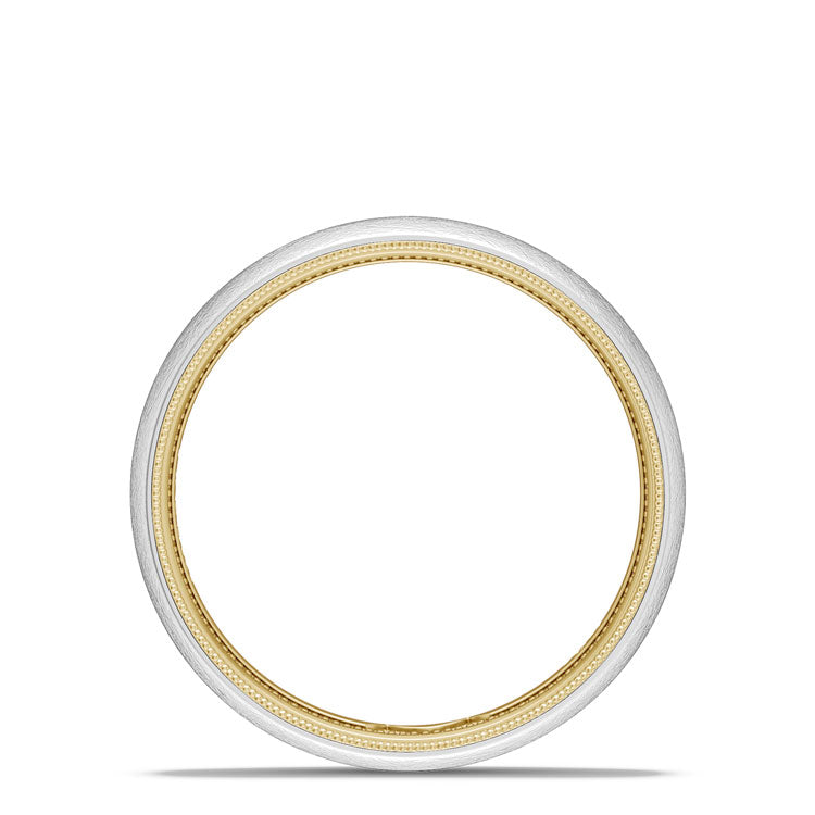 Classic Two-Tone Rounded Wedding Band in Brushed Finish