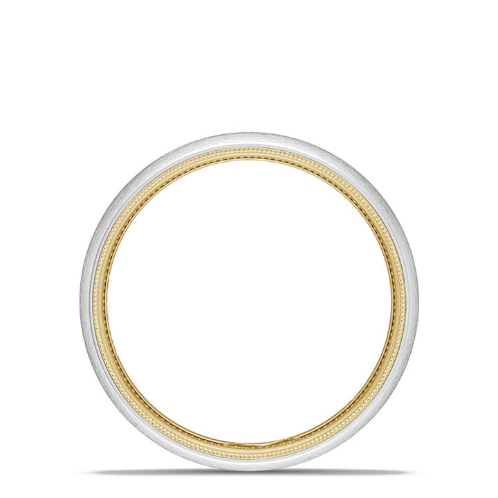 Classic Two-Tone Rounded Wedding Band in Brushed Finish