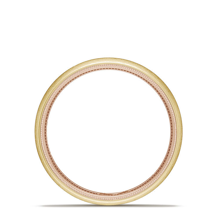 Classic Two-Tone Rounded Wedding Band in Brushed Finish