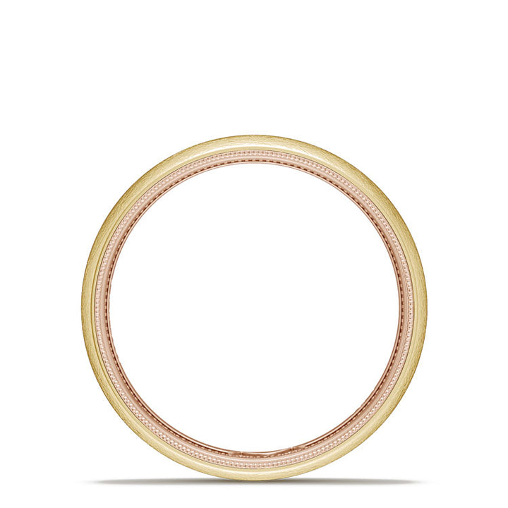Classic Two-Tone Rounded Wedding Band in Brushed Finish
