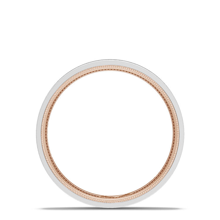 Classic Two-Tone Flat Wedding Band in Brushed Finish