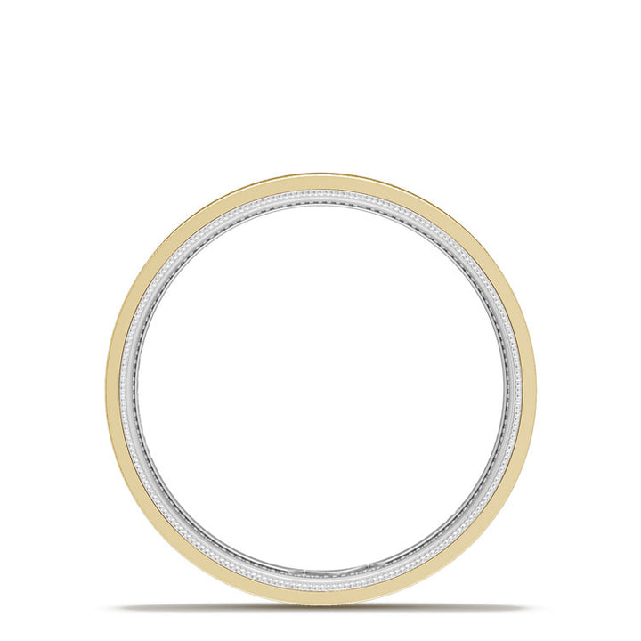 Classic Two-Tone Flat Wedding Band in Brushed Finish