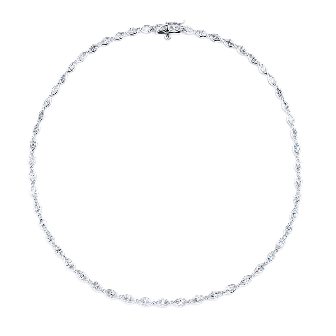 Platinum Marquise Diamond Bezel Necklace