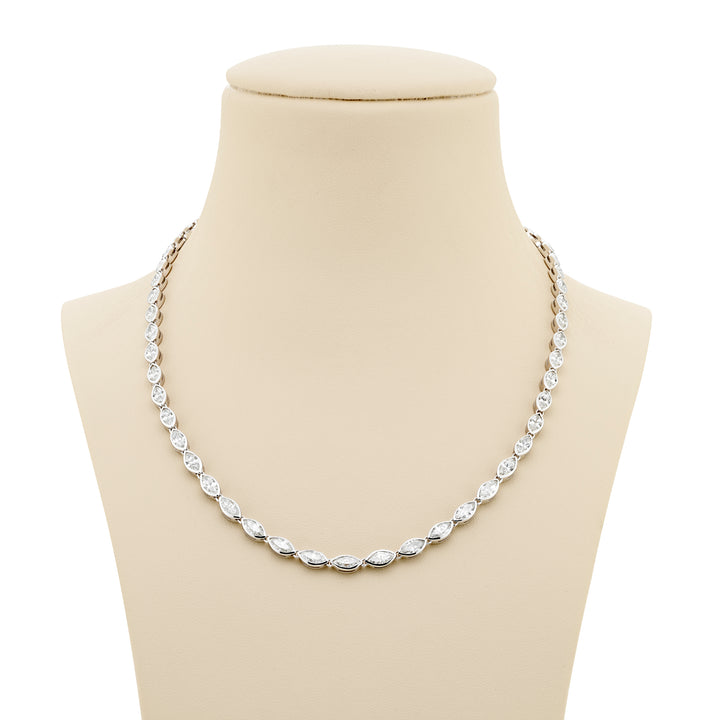 Platinum Marquise Diamond Bezel Necklace