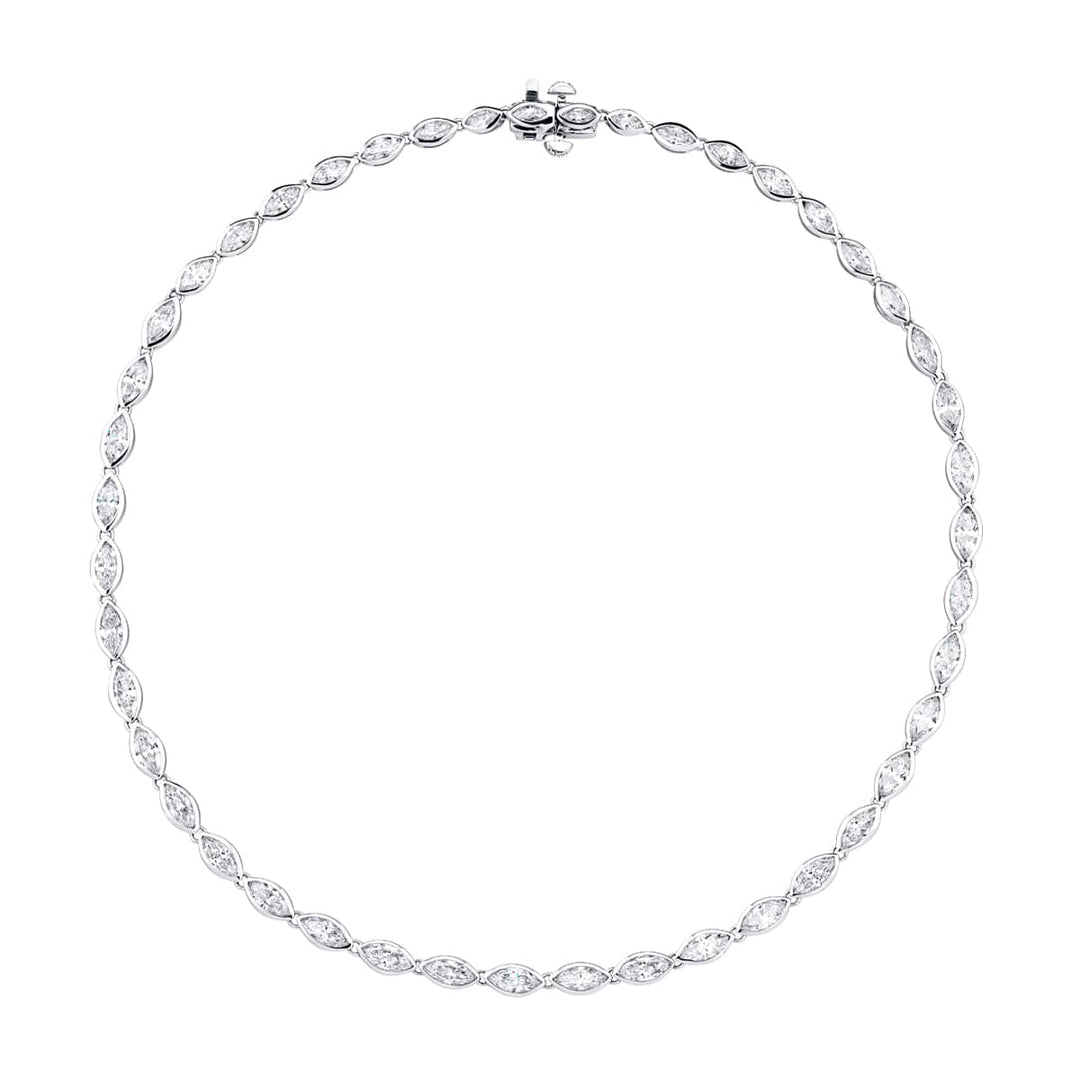 Platinum Marquise Diamond Bezel Set Necklace