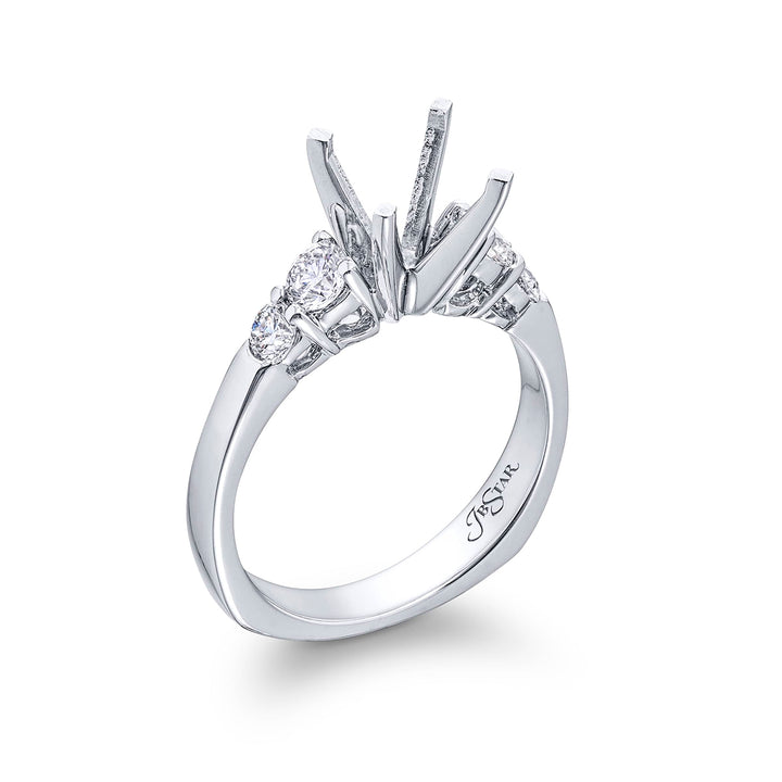 Beautiful diamond semi mount featuring 4 graduating round diamonds in a shared prong setting. Handcrafted in pure platinum.