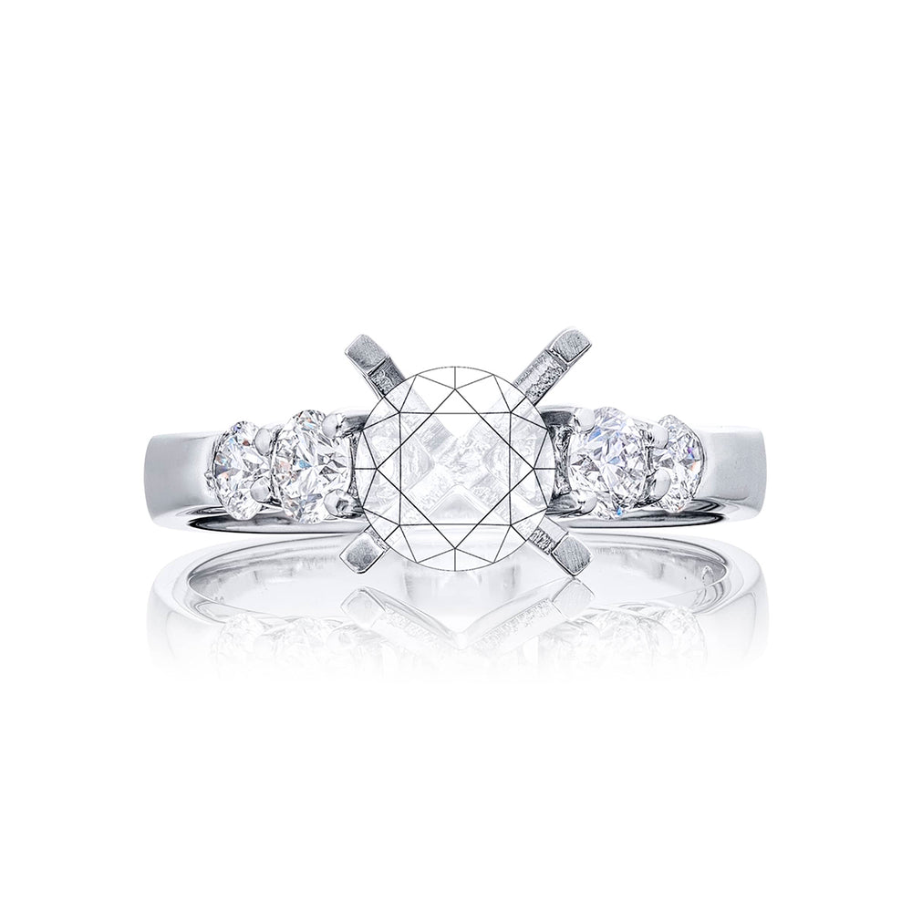 Beautiful diamond semi mount featuring 4 graduating round diamonds in a shared prong setting. Handcrafted in pure platinum.