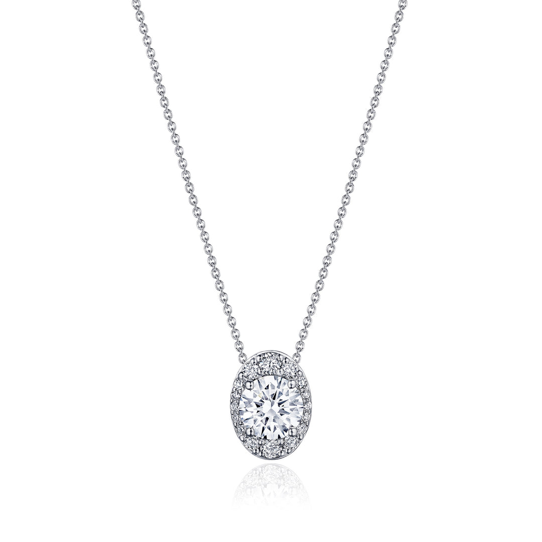 17"" Vertical Oval Bloom Diamond Necklace