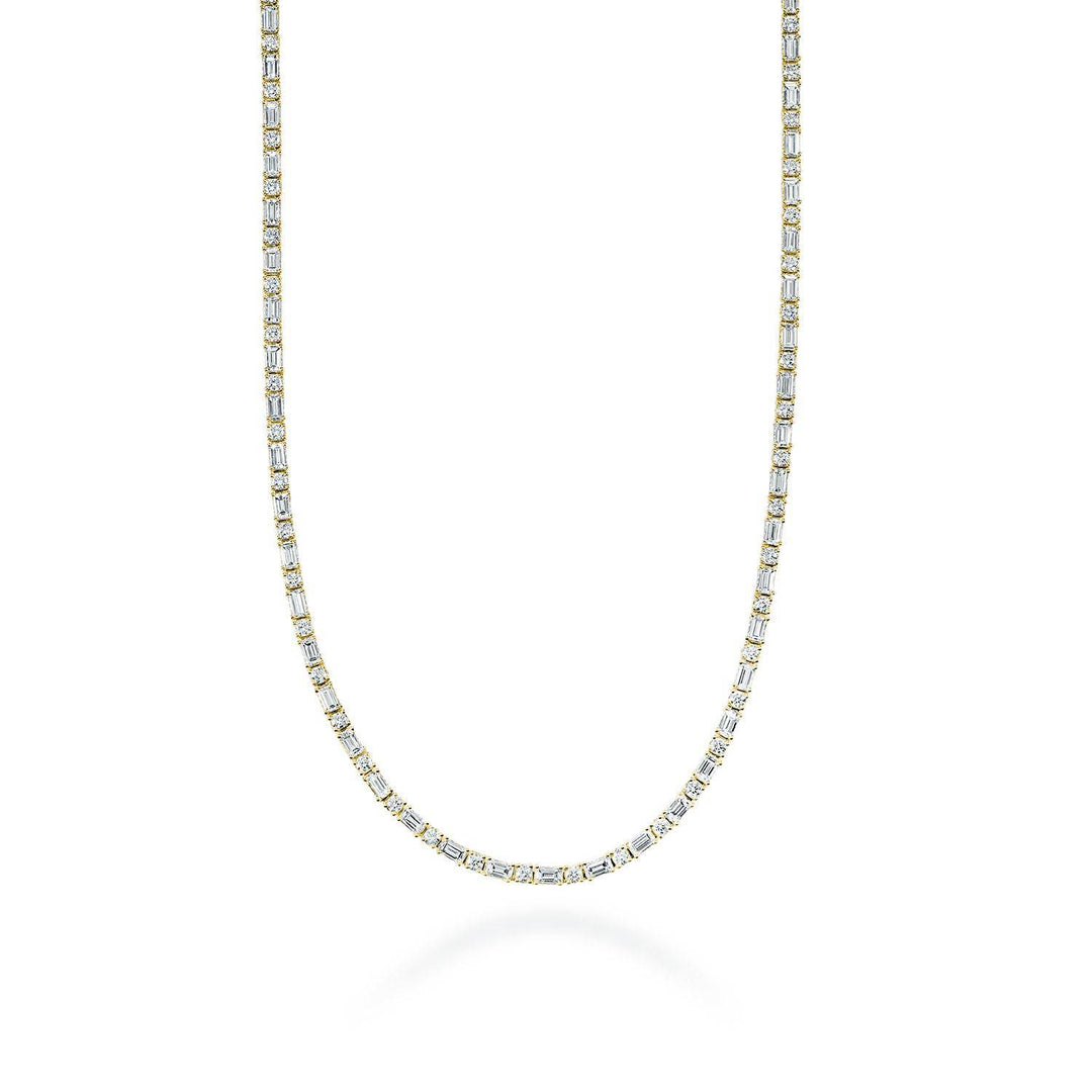 Diamond Tennis Necklace, Baguette & Round