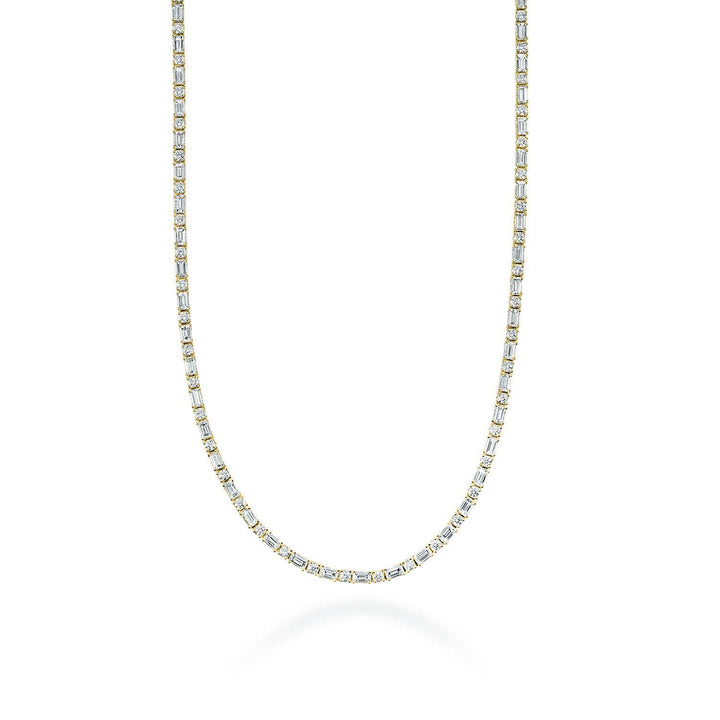 Diamond Tennis Necklace, Baguette & Round