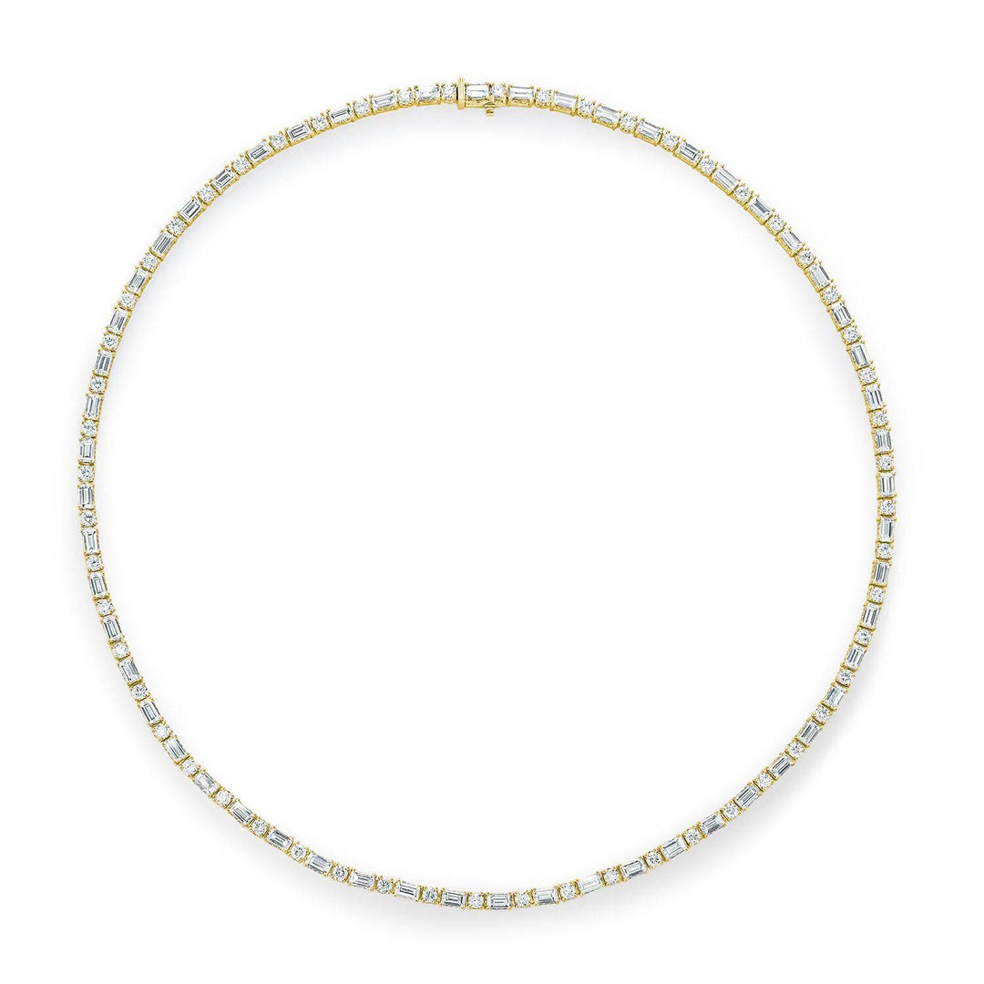 Diamond Tennis Necklace, Baguette & Round