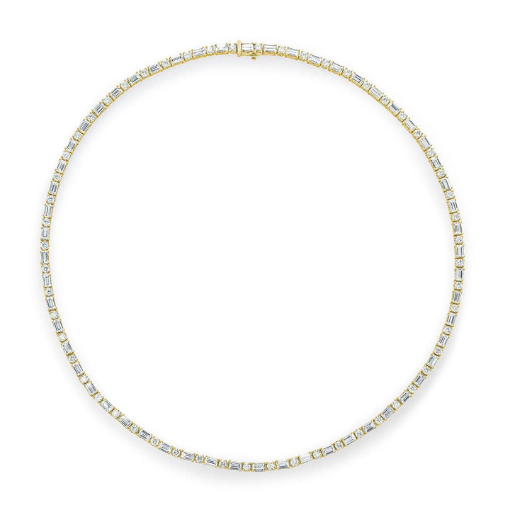 Diamond Tennis Necklace, Baguette & Round