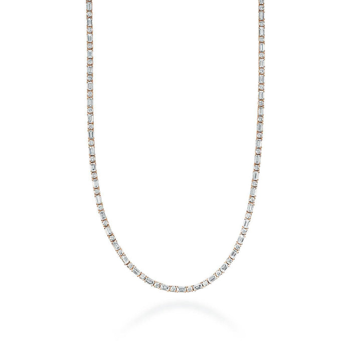 Diamond Tennis Necklace, Baguette & Round