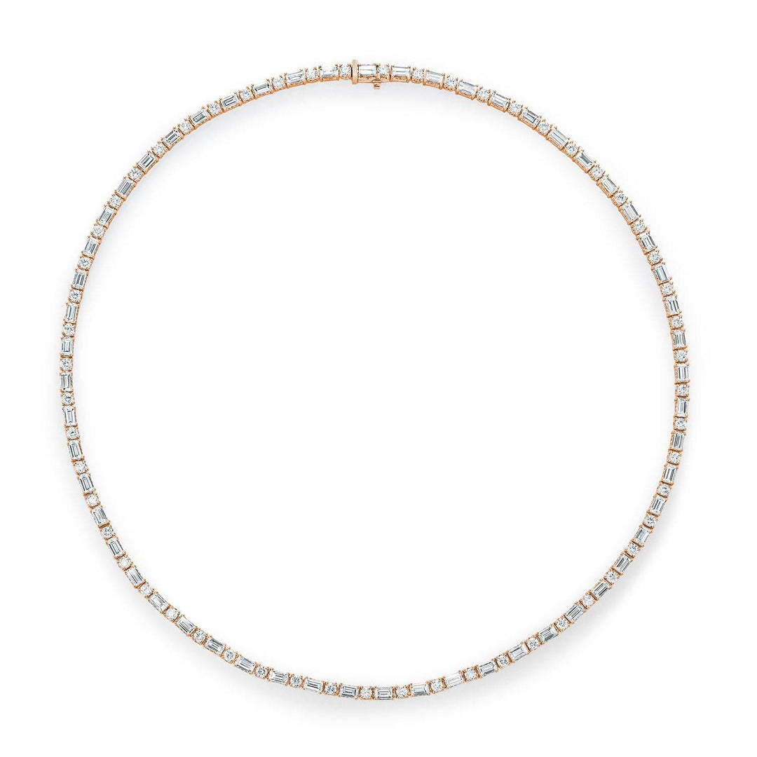 Diamond Tennis Necklace, Baguette & Round