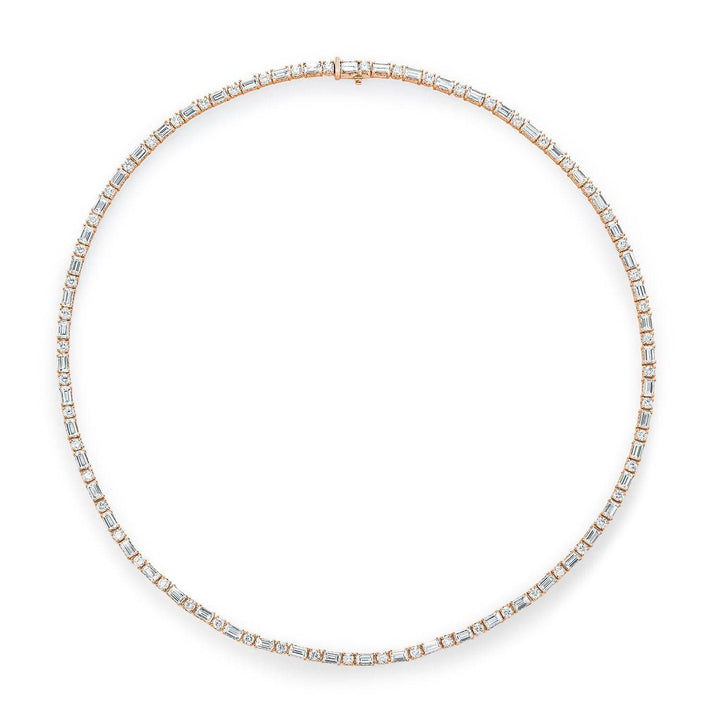Diamond Tennis Necklace, Baguette & Round