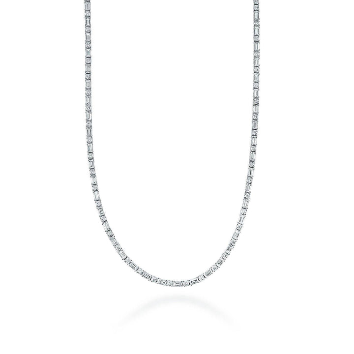 Diamond Tennis Necklace, Baguette & Round