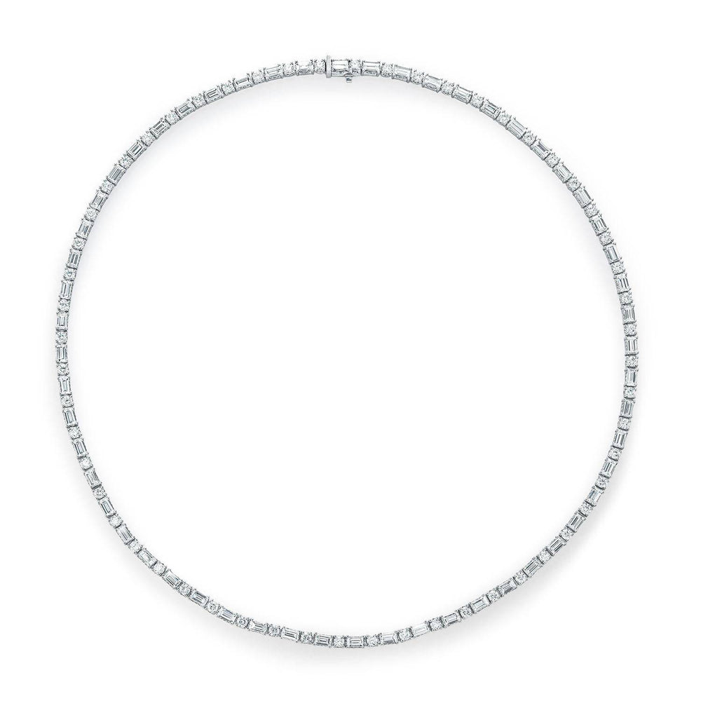 Diamond Tennis Necklace, Baguette & Round