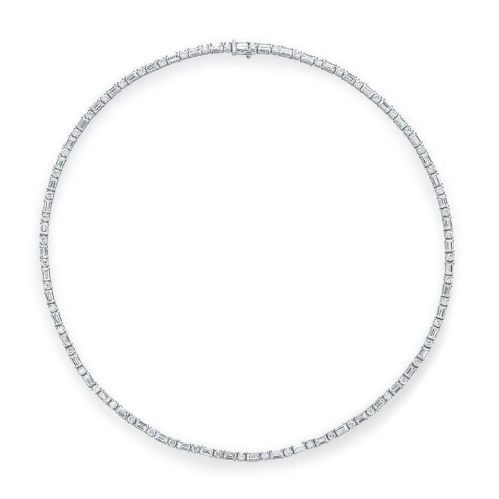 Diamond Tennis Necklace, Baguette & Round
