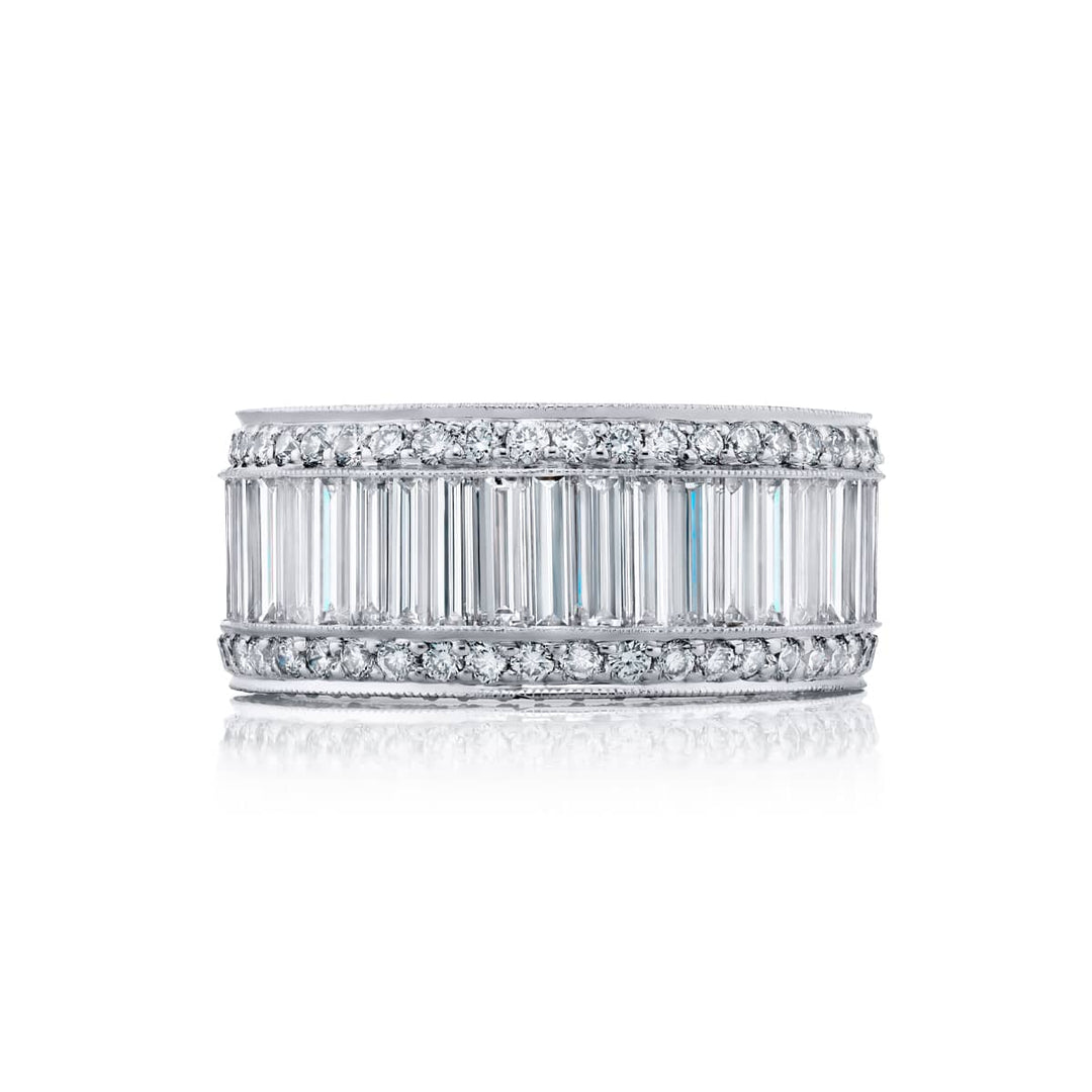 Platinum Straight Baguette Diamond Channel Set Band