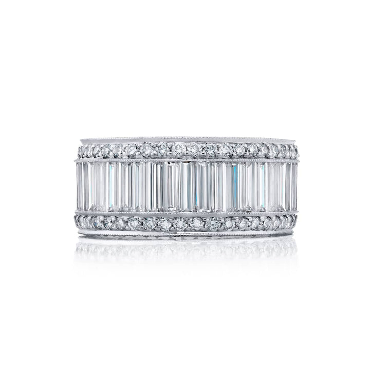 Platinum Straight Baguette Diamond Channel Set Band