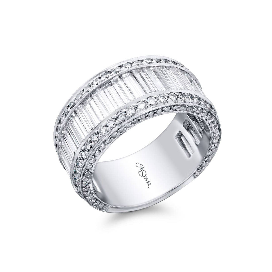 Platinum Straight Baguette Diamond Channel Set Band