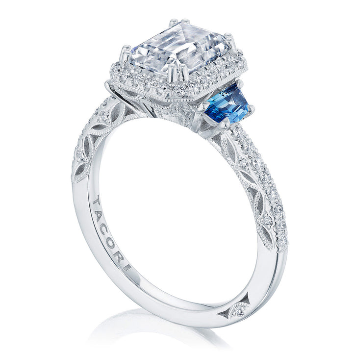 Pear 3-Stone Engagement Ring with Blue Sapphire