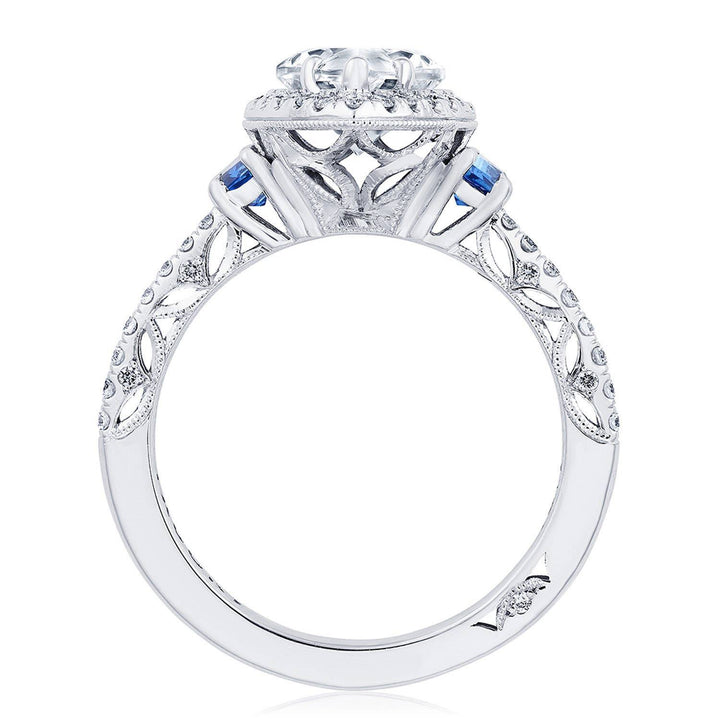 Pear 3-Stone Engagement Ring with Blue Sapphire