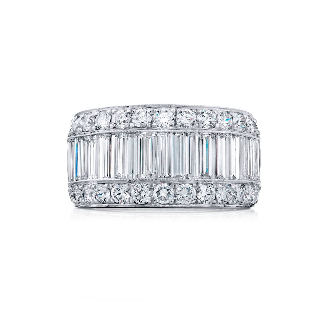 Platinum Straight Baguette Diamond Channel Set Band