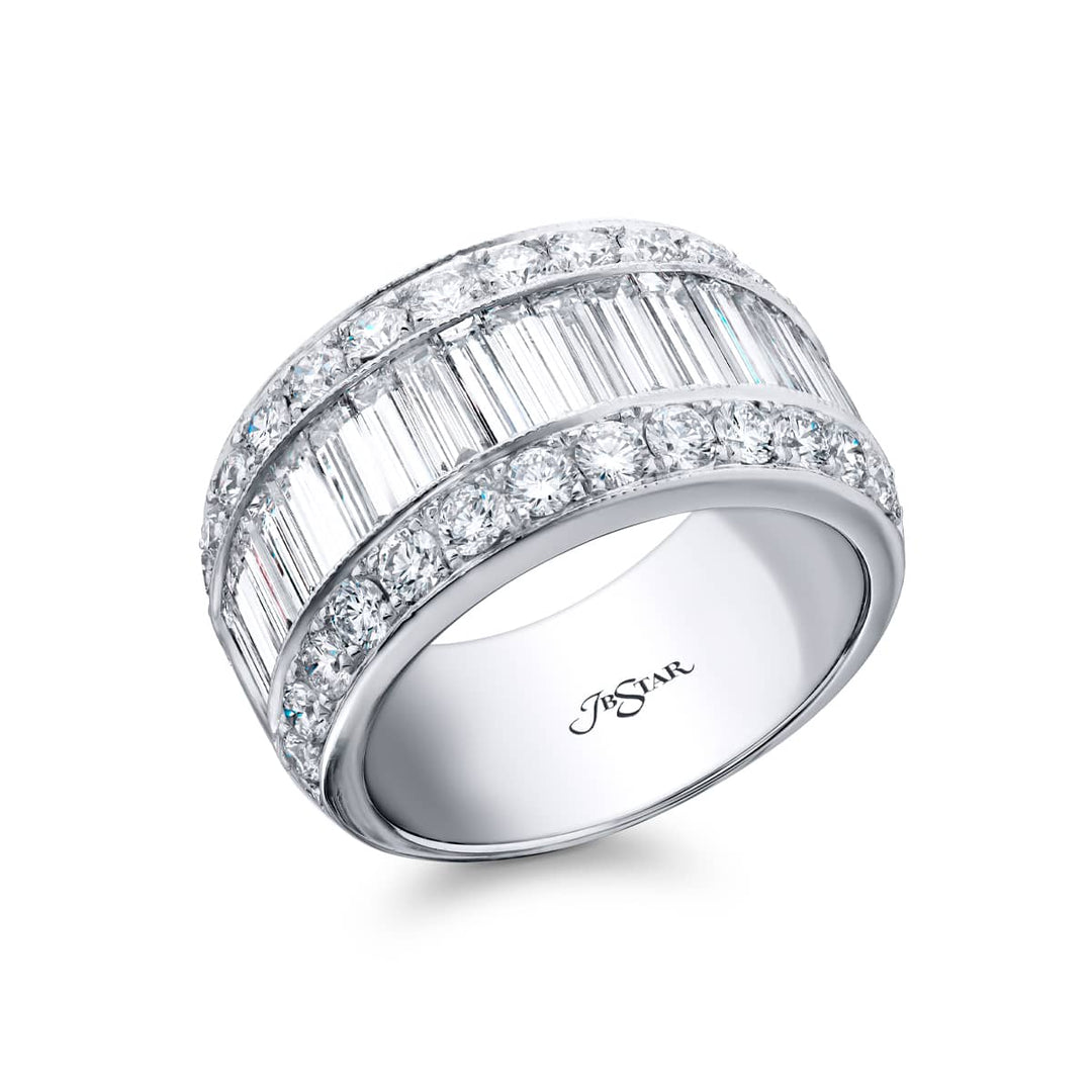 Platinum Straight Baguette Diamond Channel Set Band