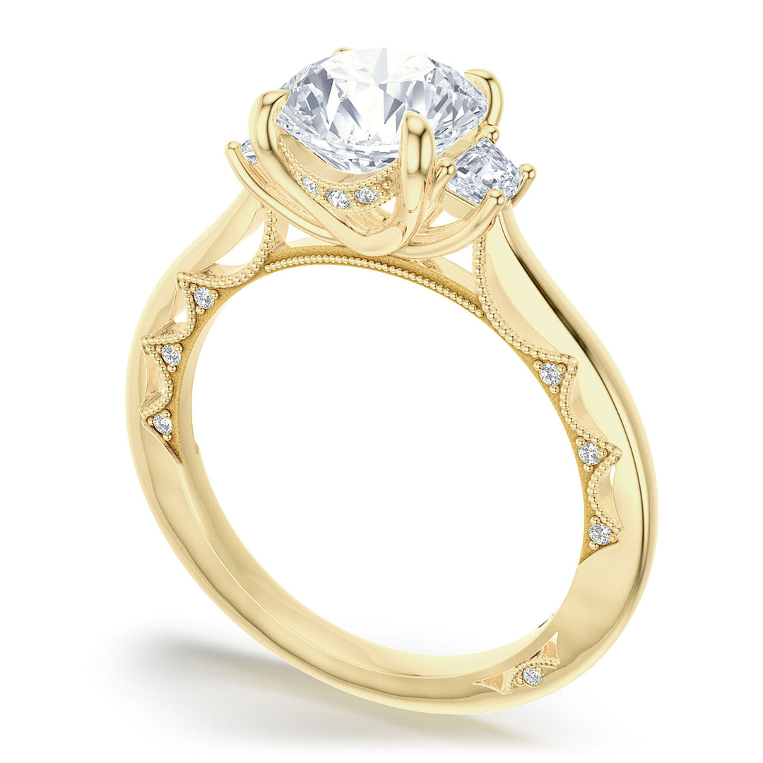 Round 3-Stone Engagement Ring