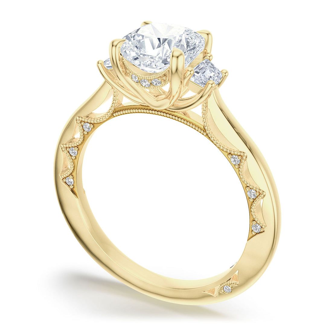 Cushion 3-Stone Engagement Ring