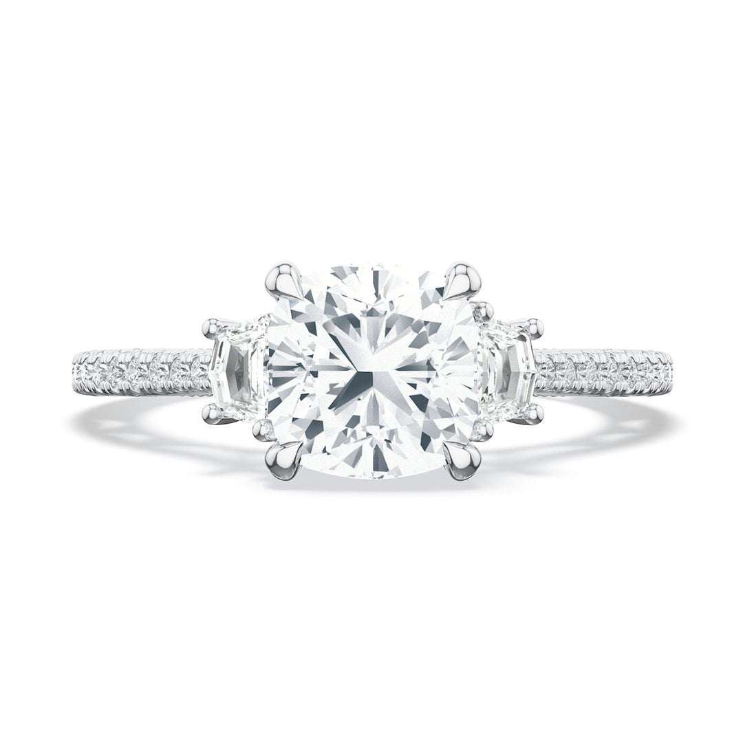Cushion 3-Stone Engagement Ring