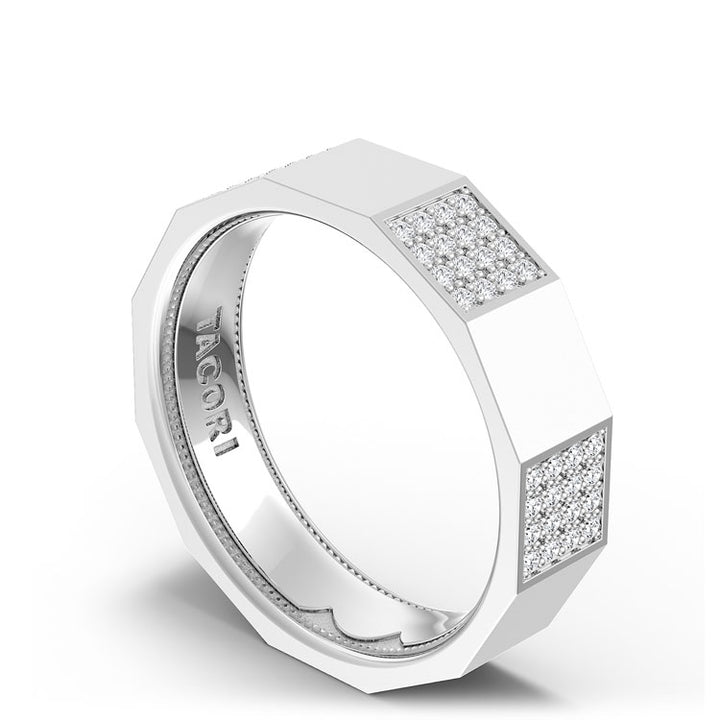 Diamond Faceted - Partial Coverage Wedding Band in High Polish  - 6mm