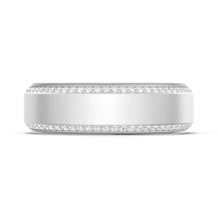Bevel Edge Diamond Wedding Band in Satin Finish - 7mm