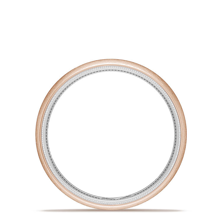 Classic Two-Tone Rounded Wedding Band in Brushed Finish