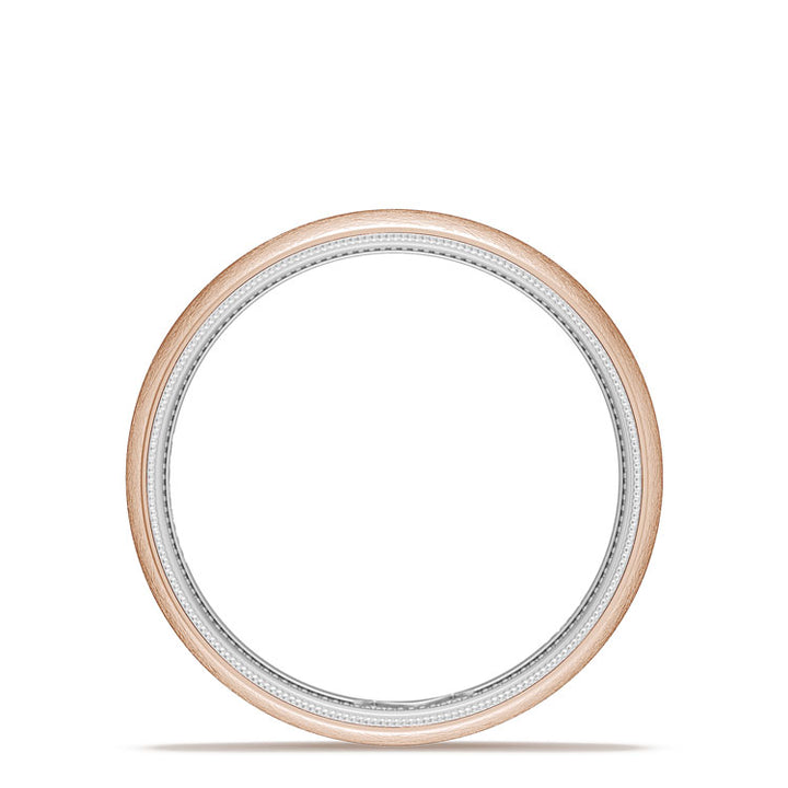Classic Two-Tone Rounded Wedding Band in Brushed Finish