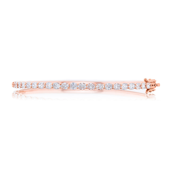 18KP Gold Oval Diamond Bangel Bracelet