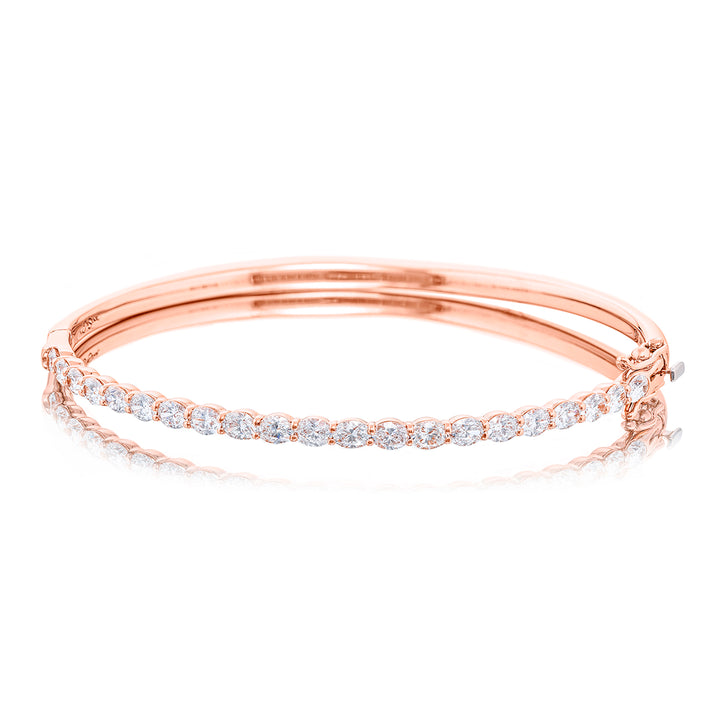 18KP Gold Oval Diamond Bangel Bracelet