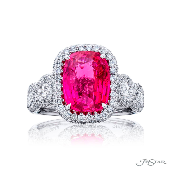 4.05 ct. Certified Pink Spinel & Diamond Ring in Platinum