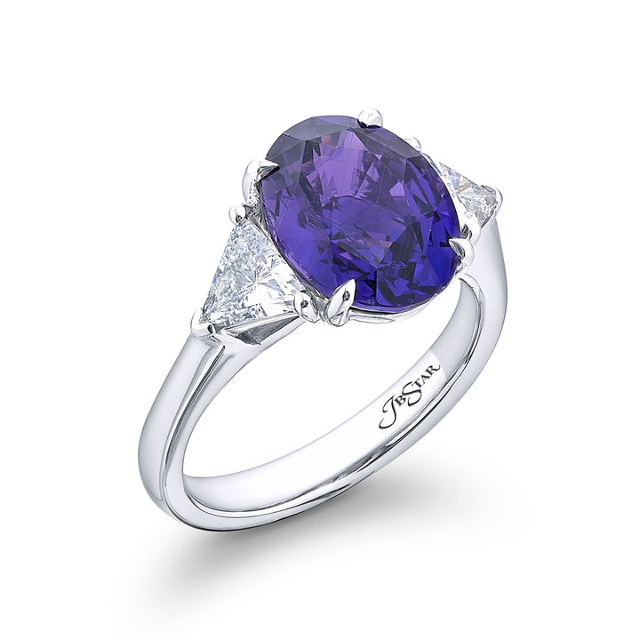 5.05 ct. No-Heat Oval Purple Sapphire & Diamond Ring in Platinum