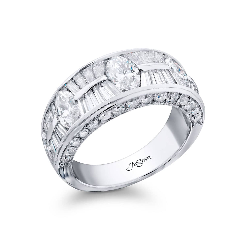 Platinum Marquise and Tapered Baguette Diamond Channel Set Band