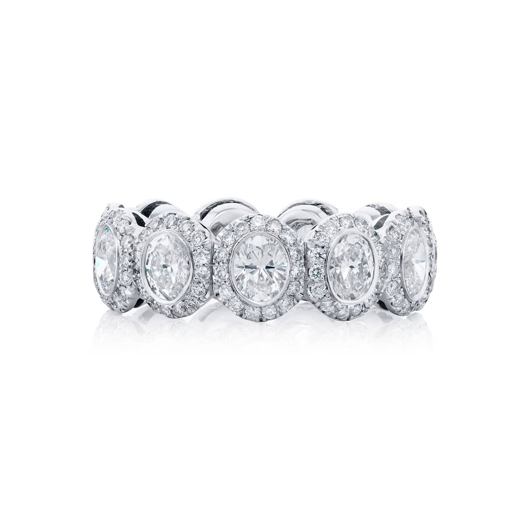 Platinum Oval Diamond Bezel Set Eternity Band